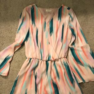 Long bell sleeve pastel romper